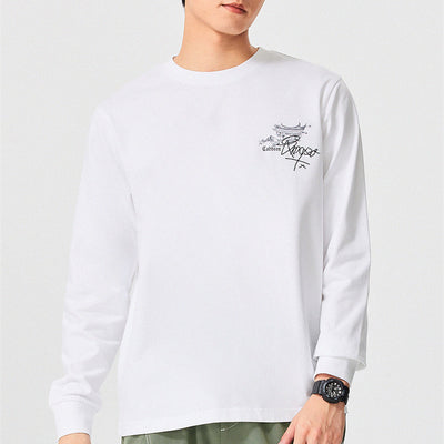 Suéter Tipo Camiseta de Algodón Manga Larga Cuello Redondo Tendencia Nacional - Image 10