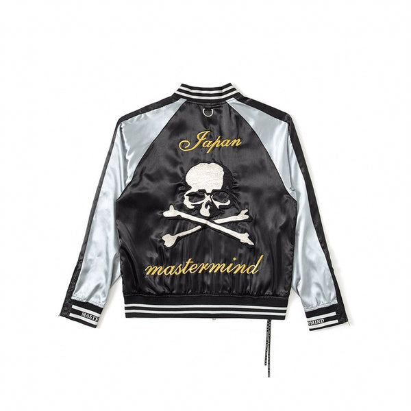 Chaqueta de Béisbol Satinada con Bordado Industrial