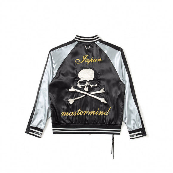 Chaqueta de Béisbol Satinada con Bordado Industrial