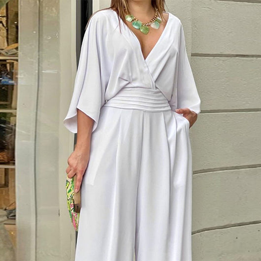 Jumpsuit Elegante de Cuello V y Manga Corta para Mujer - Image 4