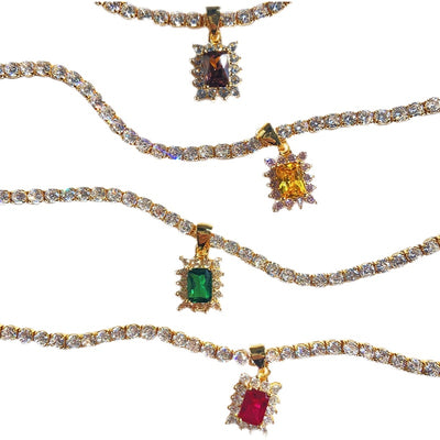 Collar Clavícula Gema Cuadrada Strass Lujo Nicho Dulce para Mujer - Image 16