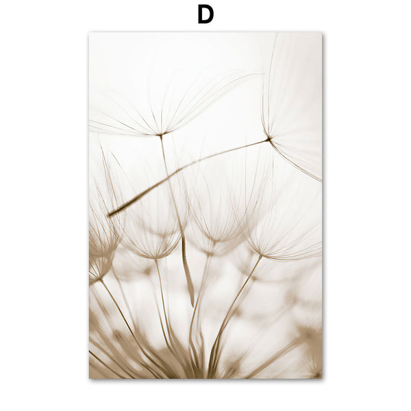 Cuadro Decorativo Flores Silvestres en Lienzo - Diente de León Blanco para Sala