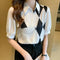 Blusa Chiffon Estampada de Manga Corta - Estilo Verano