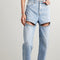 Jeans Anchos con Detalles de Diamantes para Mujer
