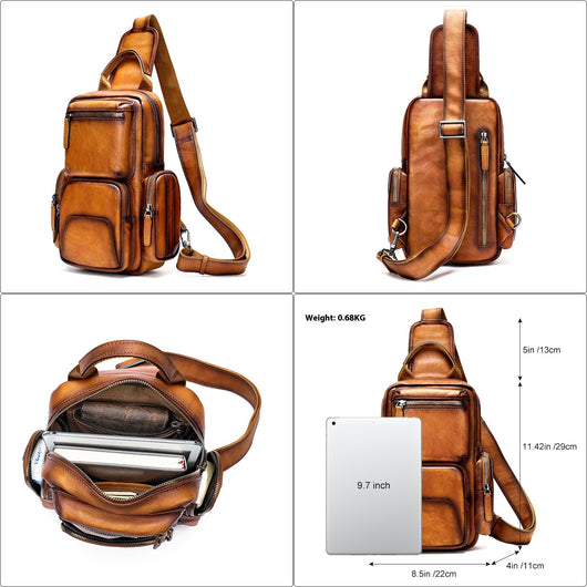 Bolsa Pecho Cuero Genuino para Hombre - Estilo Casual Minimalista - Image 5