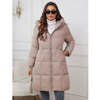 Abrigo Acolchado Largo con Capucha para Mujer - Image 15