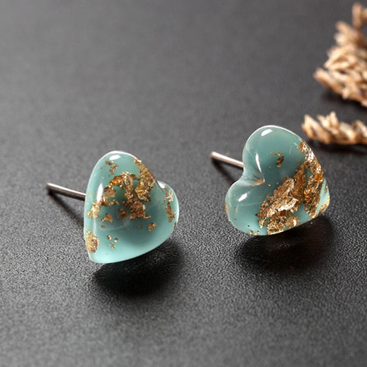 Aretes de Corazón en Turquesa Estilo Europeo y Estadounidense - Image 2