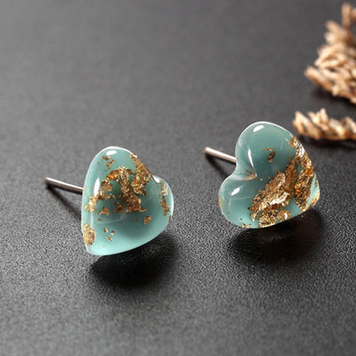 Aretes de Corazón en Turquesa Estilo Europeo y Estadounidense - Image 2