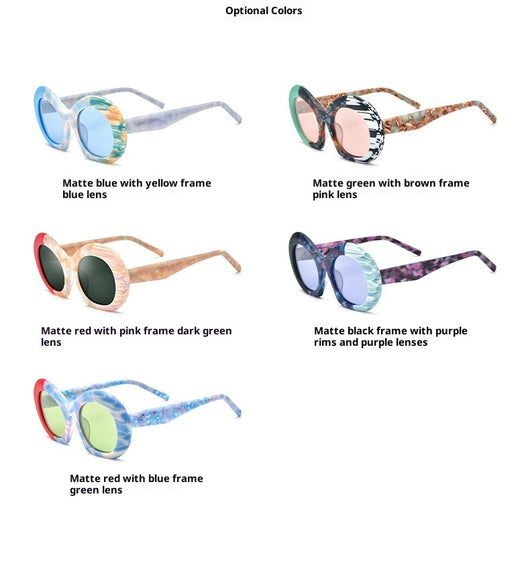 Gafas de Sol Estilo Cat-eye con Lentes Ahumados y Bloques de Color - Image 17