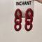 Fashionable Exaggerated Chain Stud Earrings Rojo