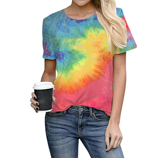 Playera Tie-Dye Estampado Cuello Redondo Talla Grande Manga Corta - Image 15
