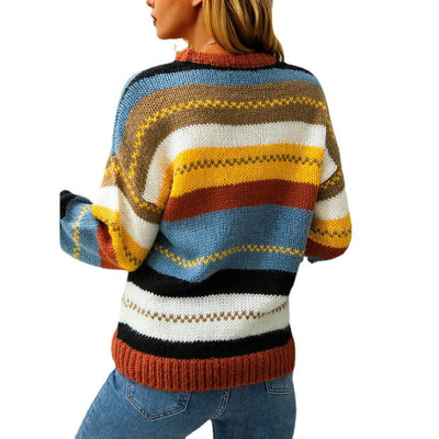 Suéter de Rayas Multicolor para Mujer - Cuello Redondo Manga Larga - Image 4