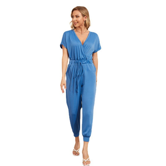 Jumpsuit Casual con Cuello en V y Bolsillos Cruzados - Image 2