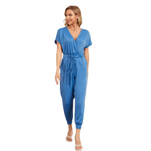 Jumpsuit Casual con Cuello en V y Bolsillos Cruzados - Image 2