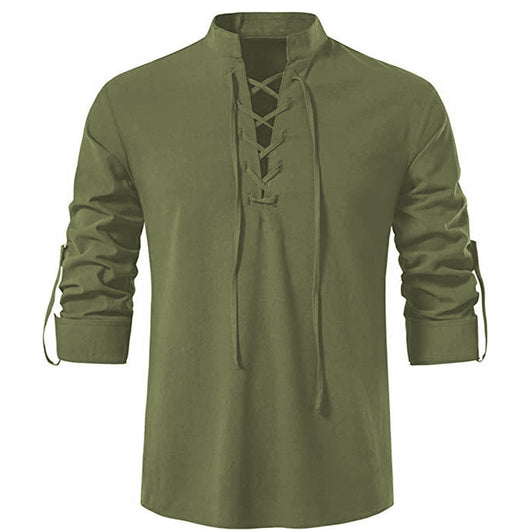 Camisa Cuello Mao Manga Larga Algodón y Lino - Image 17
