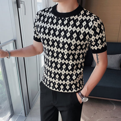 Suéter Camiseta Slim Cuello Redondo Transpirable Estilo Coreano Manga Corta - Image 5