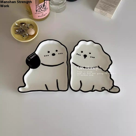 Plato de Cerámica Infantil con Diseño de Cachorro Adorable