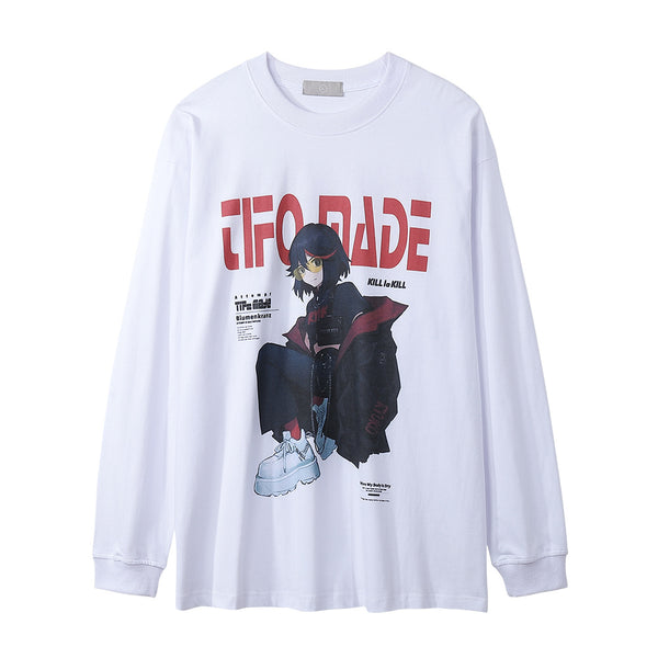 Camiseta Manga Larga Estampado Anime 2D para Hombre