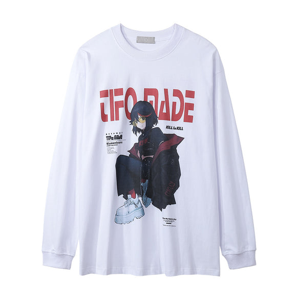 Camiseta Manga Larga Estampado Anime 2D para Hombre
