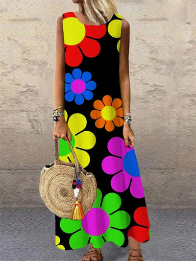 Vestido Largo Casual Estampado con Cuello Redondo - Image 18