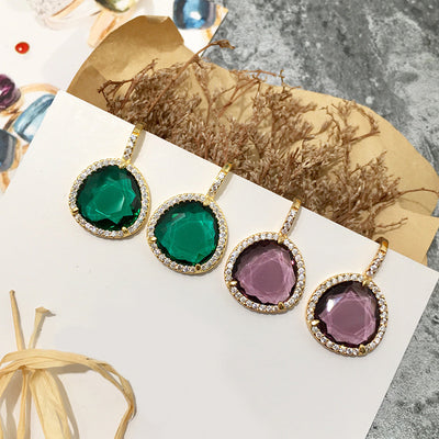Aretes Triángulo de Cristal Multicolor con Incrustación de Cobre - Image 23