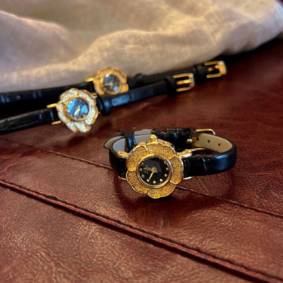Reloj de Pulsera Retro Camelia Estilo Antiguo para Mujer con Esfera Pequeña