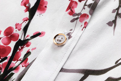 Camisa de Satén Floral Manga Larga Ajustada Talla Grande para Hombre - Image 3