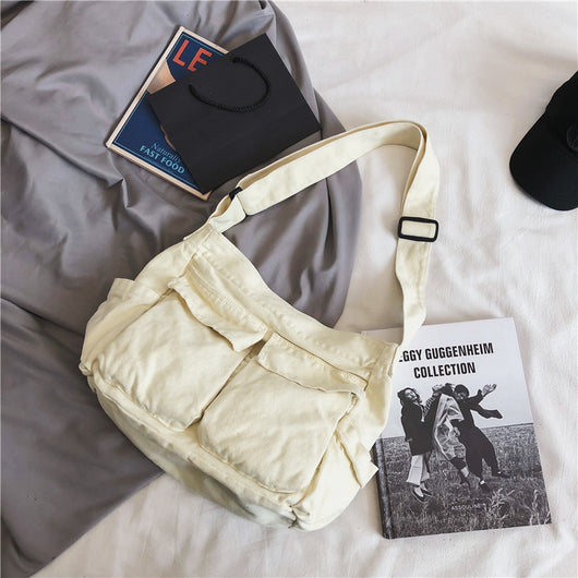 Bolsa Mensajera Canvas Unisex de Gran Capacidad con Múltiples Compartimentos - Image 10