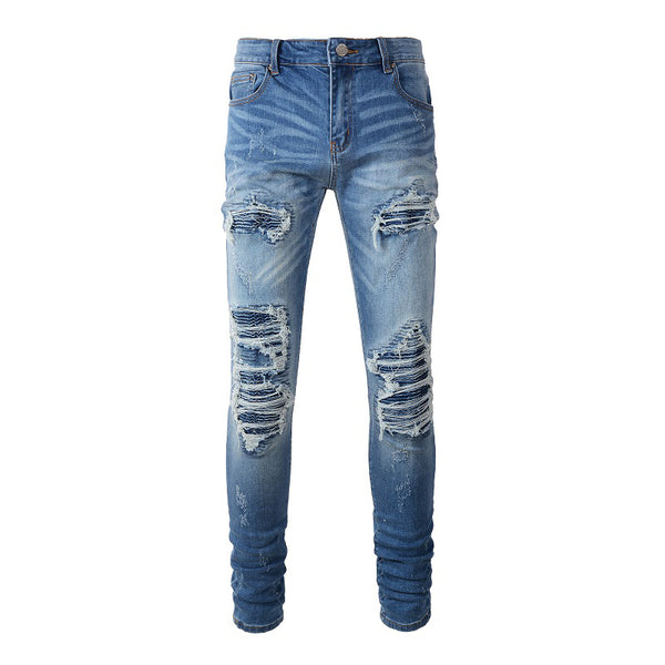 Parche de Mezclilla Desgastado Estilo Trendy para Hombre