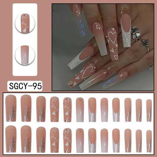 Uñas Postizas Degradado Floral con Efecto Espejo Electroplatado - Image 25
