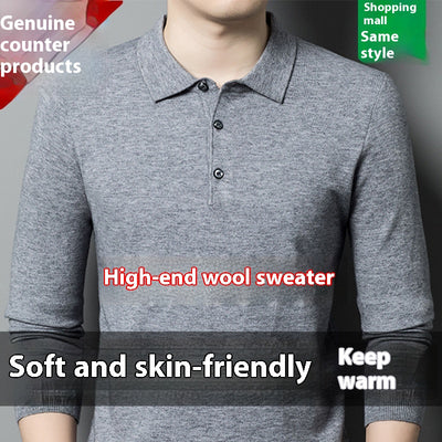 Suéter Polo de Manga Larga para Hombre - Colores Sólidos Otoño Invierno - Image 8
