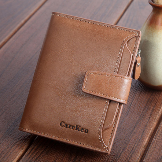 Cartera Corta para Hombre con Botón y Gran Capacidad