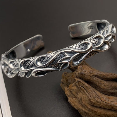 Pulsera de Plata Esterlina S925 Estilo Retro para Hombre con Acabado Envejecido
