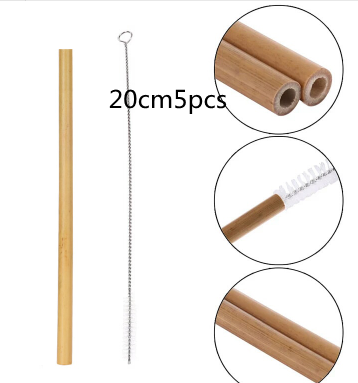 Set de 5 Pajitas de Bambú Natural Reutilizables - Image 7