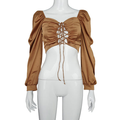 Blusa Envolvente con Mangas Abullonadas y Espalda Abierta - Image 13