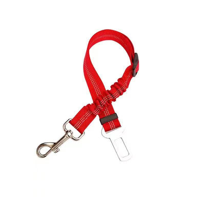 Black nylon automotive reflective webbing safety rope with a seatbelt buckle and a metal swivel snap hook. - Image 5