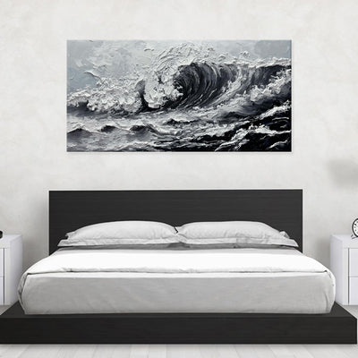 Cuadro Óleo Grandes Olas Marino Textura Gruesa Pintura Hecha a Mano para Sala - Image 3