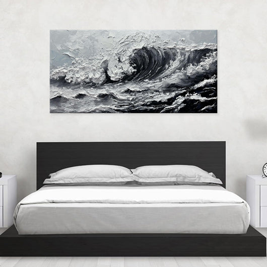 Cuadro Óleo Grandes Olas Marino Textura Gruesa Pintura Hecha a Mano para Sala - Image 3