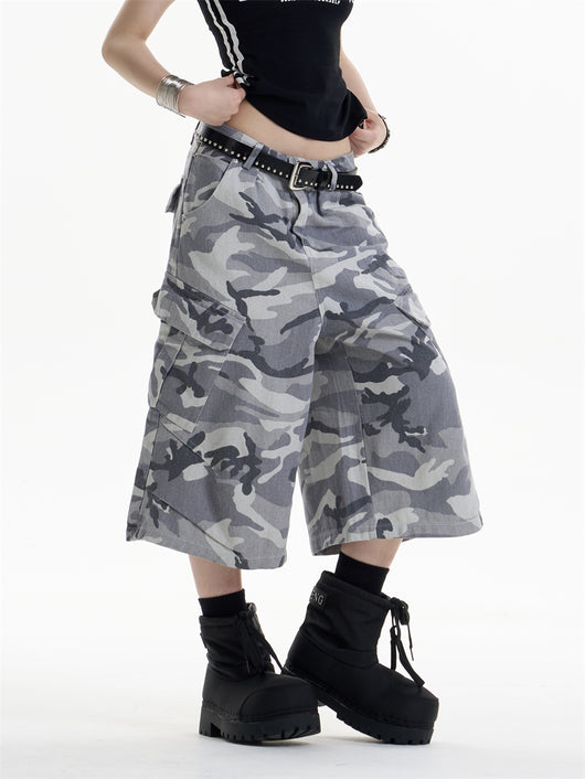 Pantalones Cargo Anchos Estilo Camuflaje Retro para Mujer - Image 10