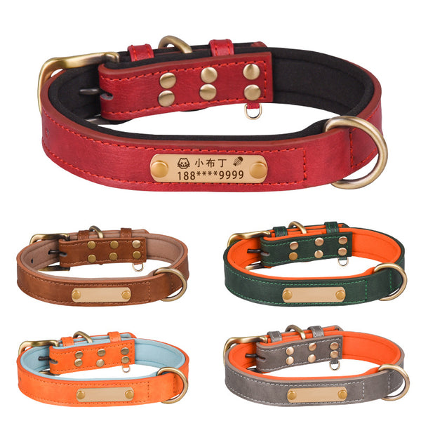 Collar Respirable de Cuero Retro con Correa para Perro