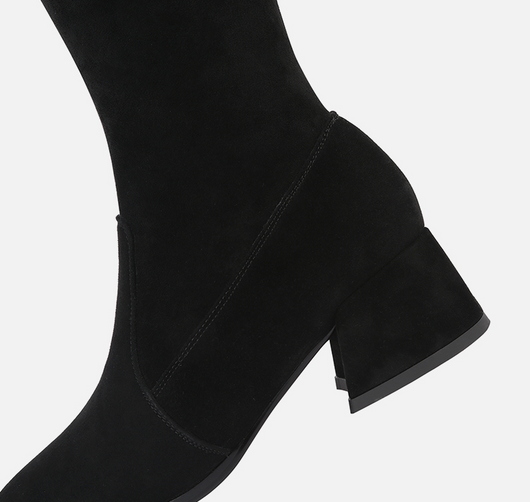 Botas Altas Hasta la Rodilla con Fleece y Tacón Medio Elástico - Image 14