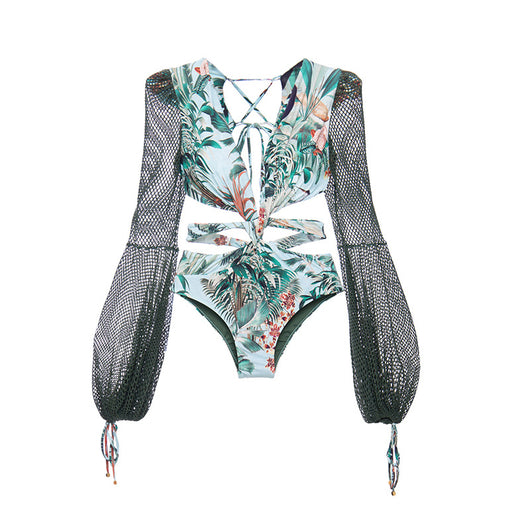 Traje de Baño Enterizo con Manga Larga y Estampado One Piece - Image 12