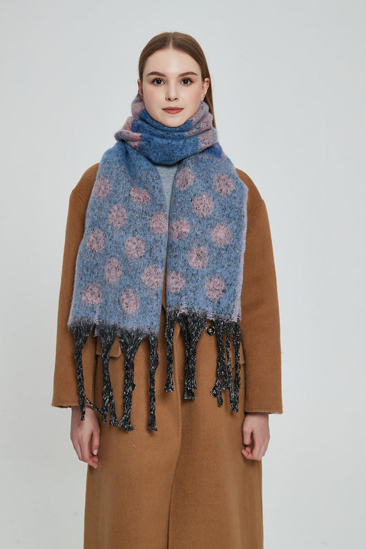 Bufanda Gruesa Jacquard con Lunares y Borlas - Image 16