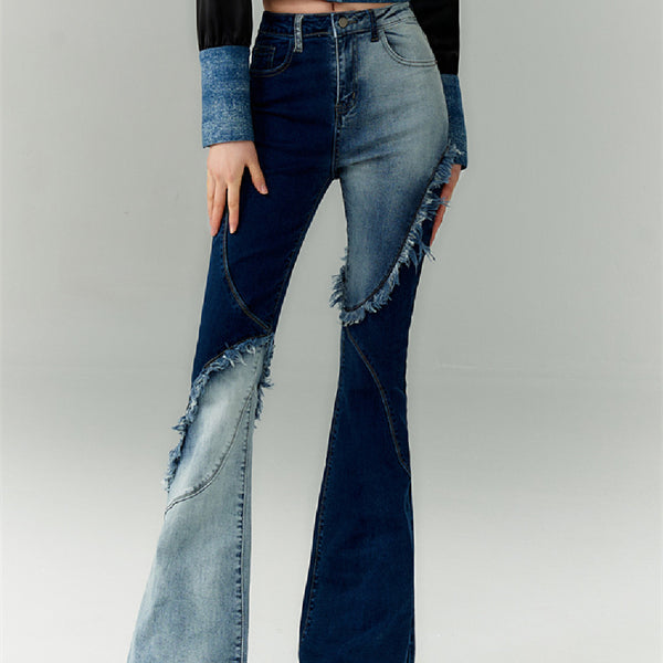 Jeans Geométricos de Cintura Alta con Efecto Reductor