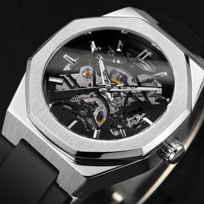 Reloj Automático Mecánico con Correa de Caucho