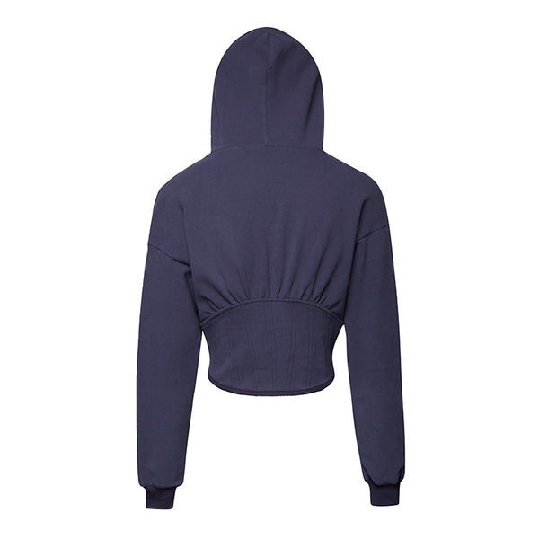 Sudadera con Capucha Tipo Corset Espina de Pescado para Mujer