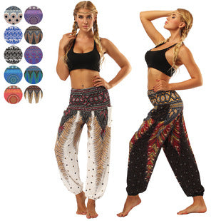 Pantalones Yoga Sueltos con Estampado Étnico y Cintas en Tobillos para Mujer - Image 7