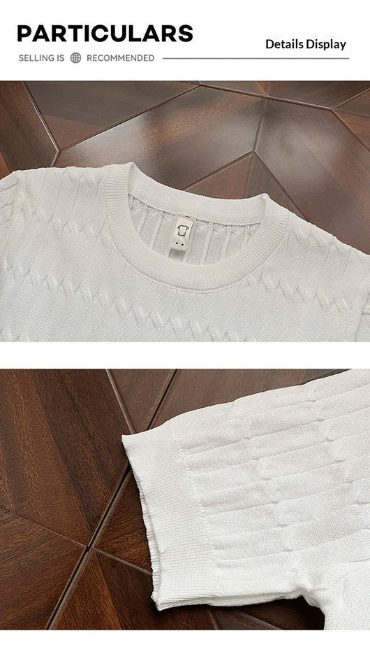 Camiseta de Punto Calada Manga Corta para Hombre - Image 8