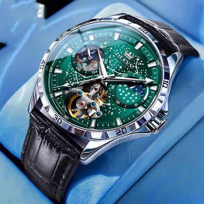 Reloj Mecánico Hueco Cielo Estrellado para Hombre Negocios Impermeable - Image 5