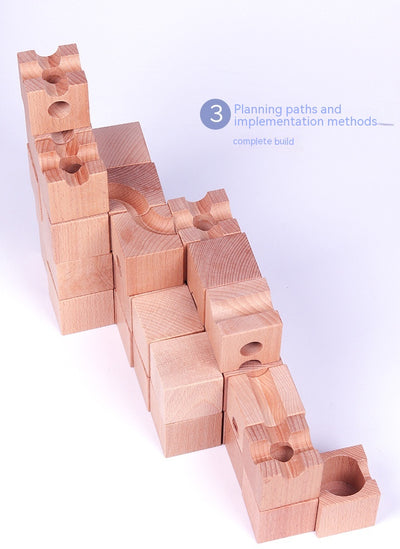 Juego de Construcción de Pistas de Canicas con Tubos de Madera - Image 14